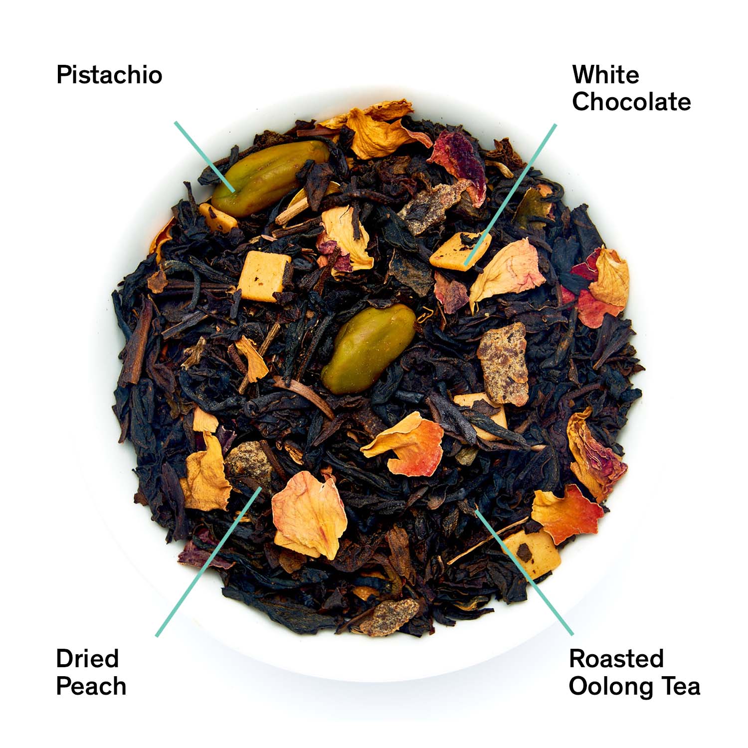 Dark Iris peach pistachio oolong tea by August Uncommon at Made Brave