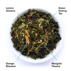 Superbloom loose leaf green jade oolong tea with lemon verbena and orange blossom