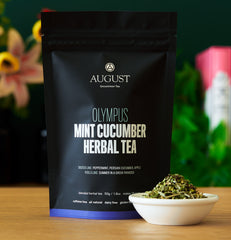 Olympus mint cucumber herbal tea caffeine-free by August Uncommon Made Brave