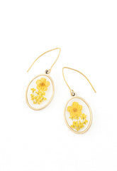 In Bloom gold plated earrings with dried flower resin from Starfish Project for Made Brave