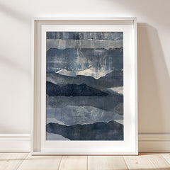 Blue Ridges large framed monotype print in a white wood frame from Made Brave