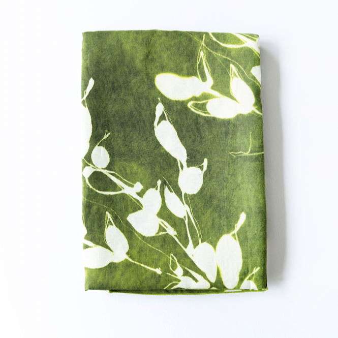 Porto Print in Olive linen tablecloth made in Portugal for Made Brave