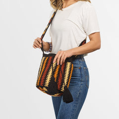 Close up of pattern detail on Made Brave Maria Luisa mochila bag