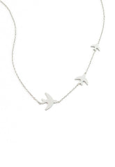 Sparrow Silver Necklace three birds stainless steel Starfish Project Made Brave