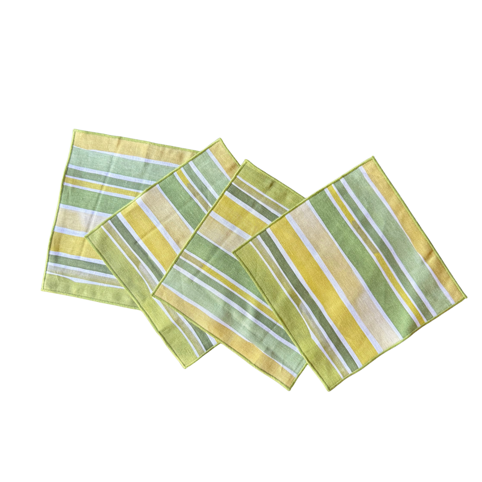 Set of four Lagos Stripe cocktail napkins in hand painted linen from Made Brave