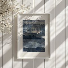 Close up of layered blue tones and texture on Made Brave framed print