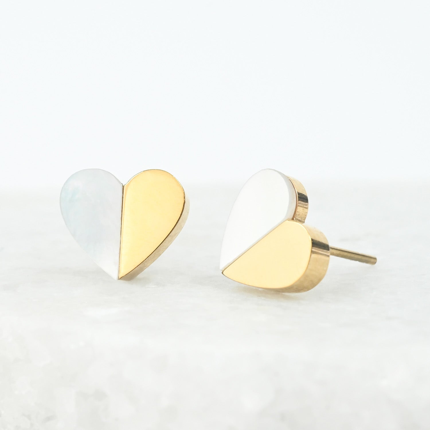 Give Hope gold plated stud earrings with mother of pearl from Starfish Project for Made Brave