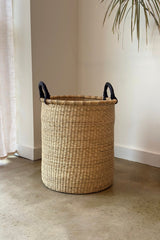 Close up of open weave texture on Made Brave medium natural hamper