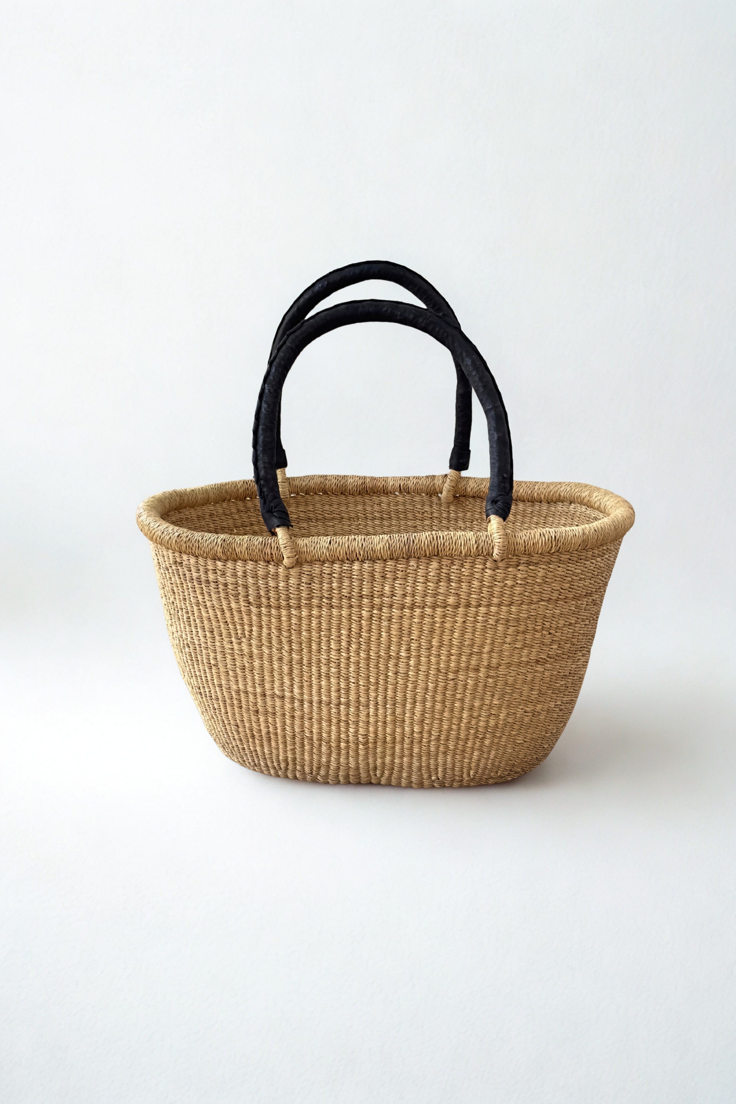 Double weave oval market basket handwoven in Ghana for Made Brave