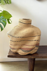 Handwoven Wave Basket Natural w/ Black