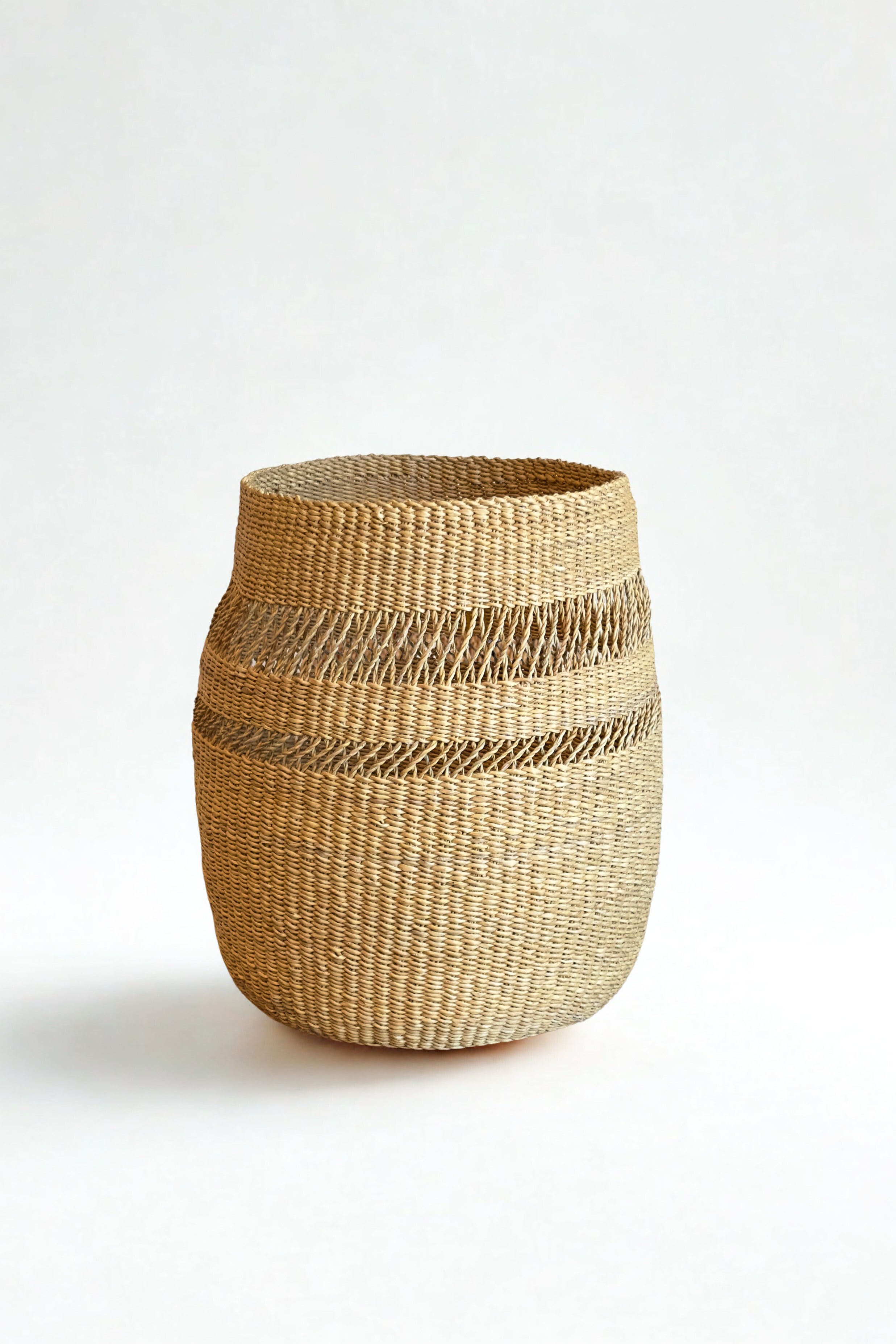 Mixed weave natural planter basket handwoven in Ghana by Made Brave