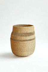 Mixed weave natural planter basket handwoven in Ghana by Made Brave