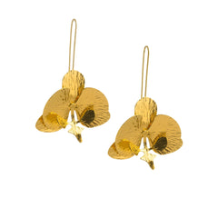 Deviendra 2.0 earrings 3D orchid gold plated brass made in Kenya for Made Brave