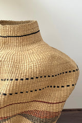 Handwoven Wave Basket Natural w/ Black