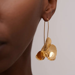 Close up of dimensional orchid detail on Made Brave Deviendra 2.0 earrings