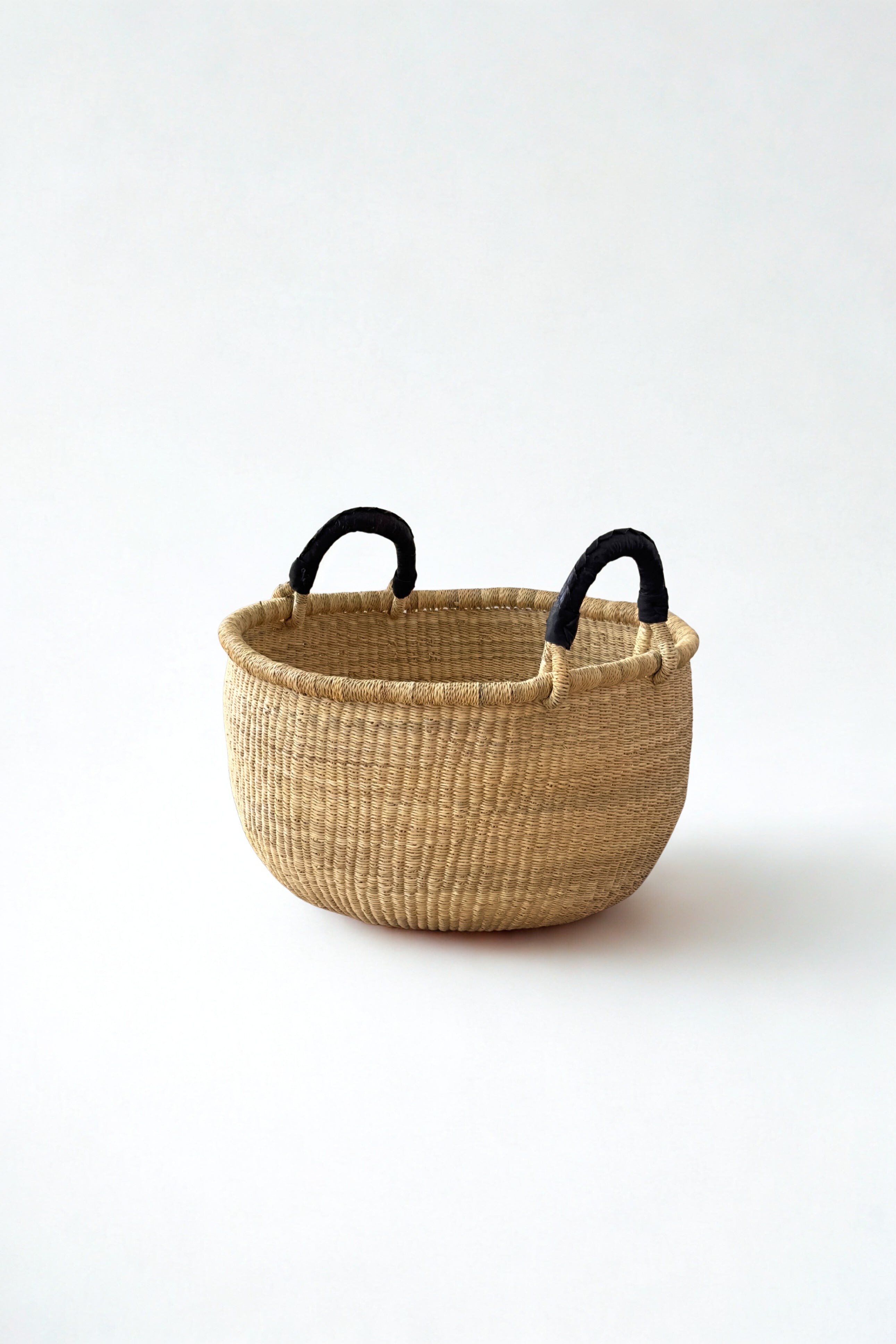 Large round natural Bolga basket handwoven in Ghana for Made Brave