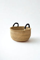 Large round natural Bolga basket handwoven in Ghana for Made Brave