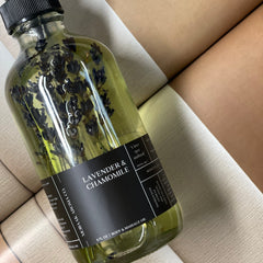 Lavender chamomile body oil glass bottle by Made Brave