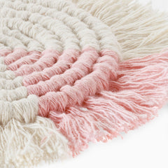 Blush Macrame Coasters handwoven from recycled cotton and denim Made Brave