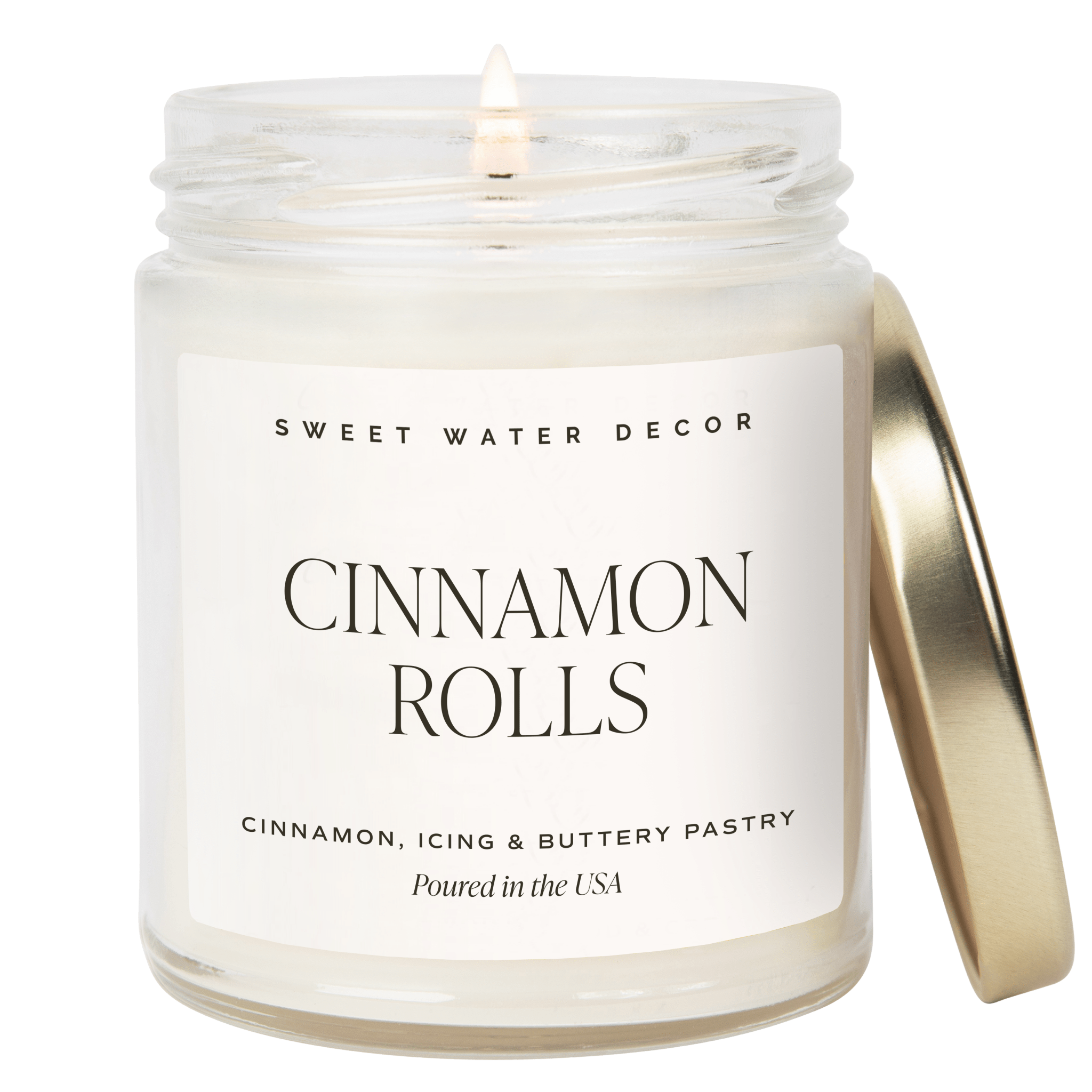 Cinnamon Rolls soy candle 9 oz clear jar clean-burning bakery scent Sweet Water Decor Made Brave