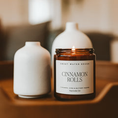 Cinnamon Rolls candle amber glass jar hand-poured soy wax cotton wick