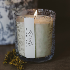 Blue translucent laser floral jar candle sea salt citrus scent