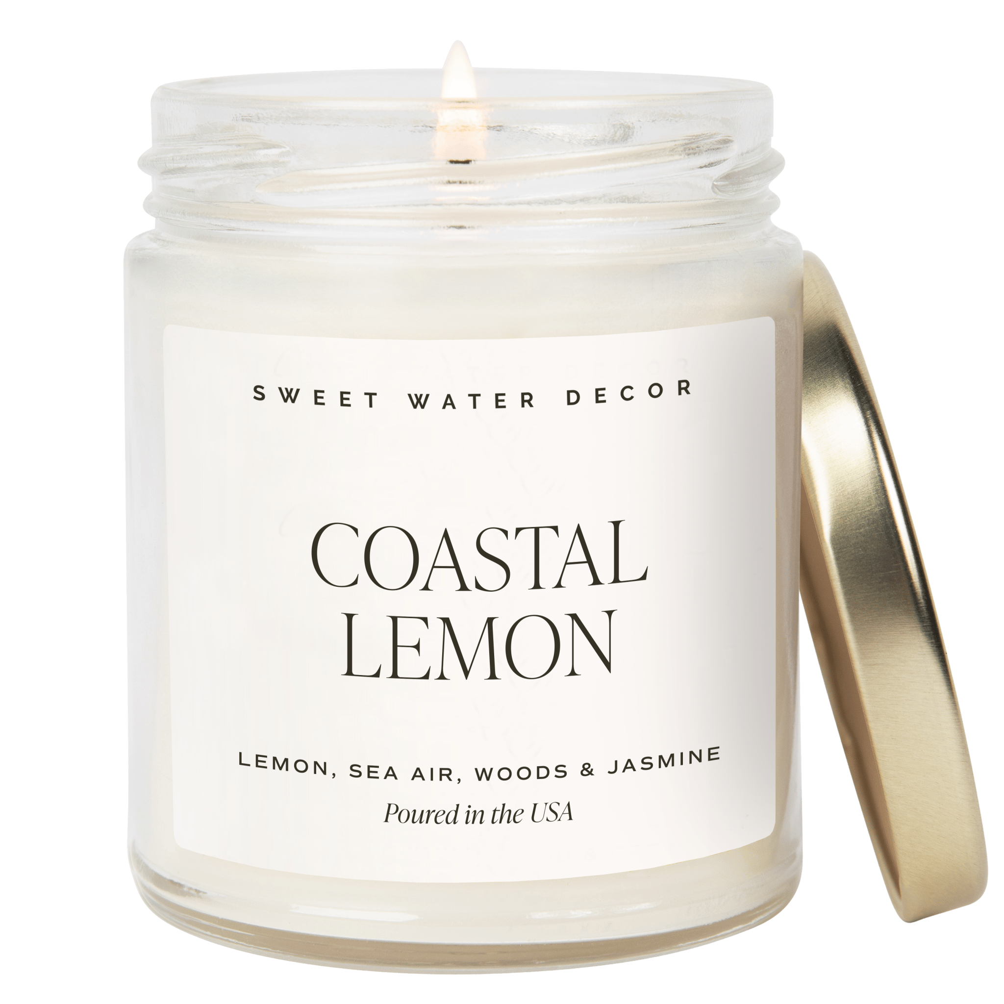 Coastal Lemon soy candle clear jar 9 oz citrus sea salt Sweet Water Decor Made Brave