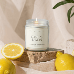Lemon citrus soy candle Amalfi Coast inspired fresh home fragrance