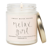 Relax, Girl Soy Candle - Clear Jar - 9 oz (Relaxation)