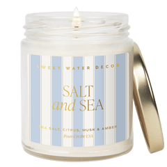 Salt and Sea soy candle patterned gold foil jar 9 oz Sweet Water Decor Made Brave