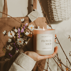 Tan matte jar soy candle burning warm glow wood lid