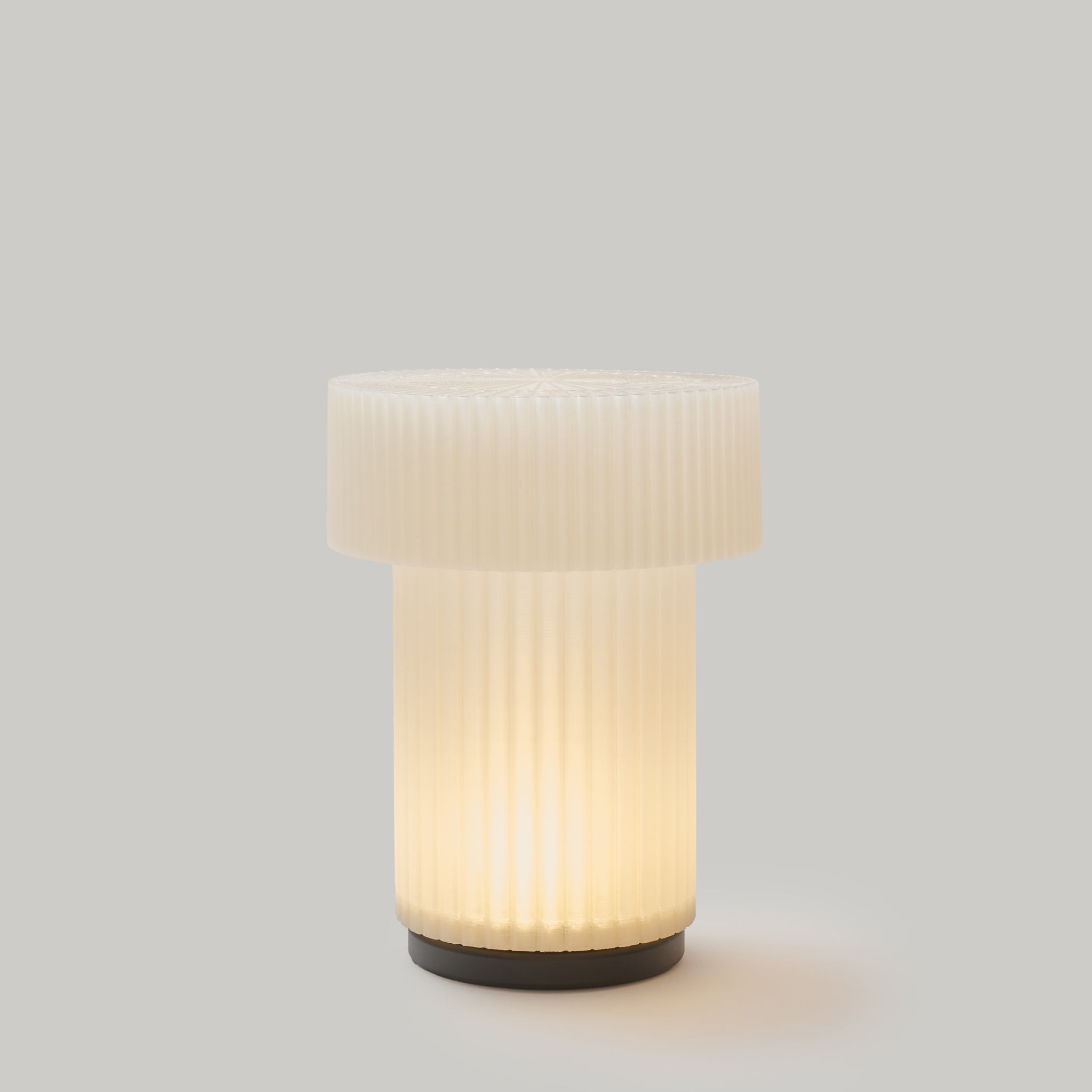 Cordless Mini Drum Lamp rechargeable 3D printed lamp Christopher Merchant Wooj Made Brave