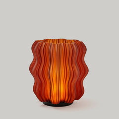 Cordless Mini Wavy Lamp rechargeable sculptural 3D printed lamp Wooj Design Made Brave