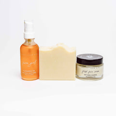 Double cleansing kit with tallow cleansing oil soap and face cream from Pretty Farm Girl for Made Brave