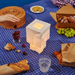 Farolito Lamp paper bag inspired notched base fold crease detail Made Brave
