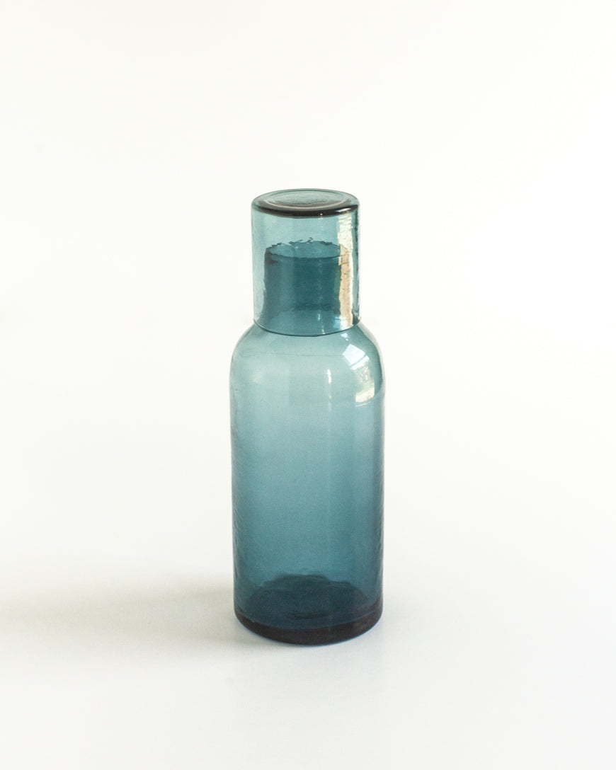 Handblown Hammered Glass Carafe recycled glass Made Brave
