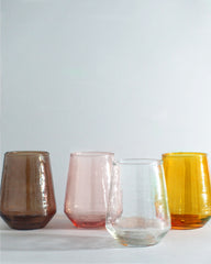 Hammered Glass Stemless Tumblers set of two Made Brave