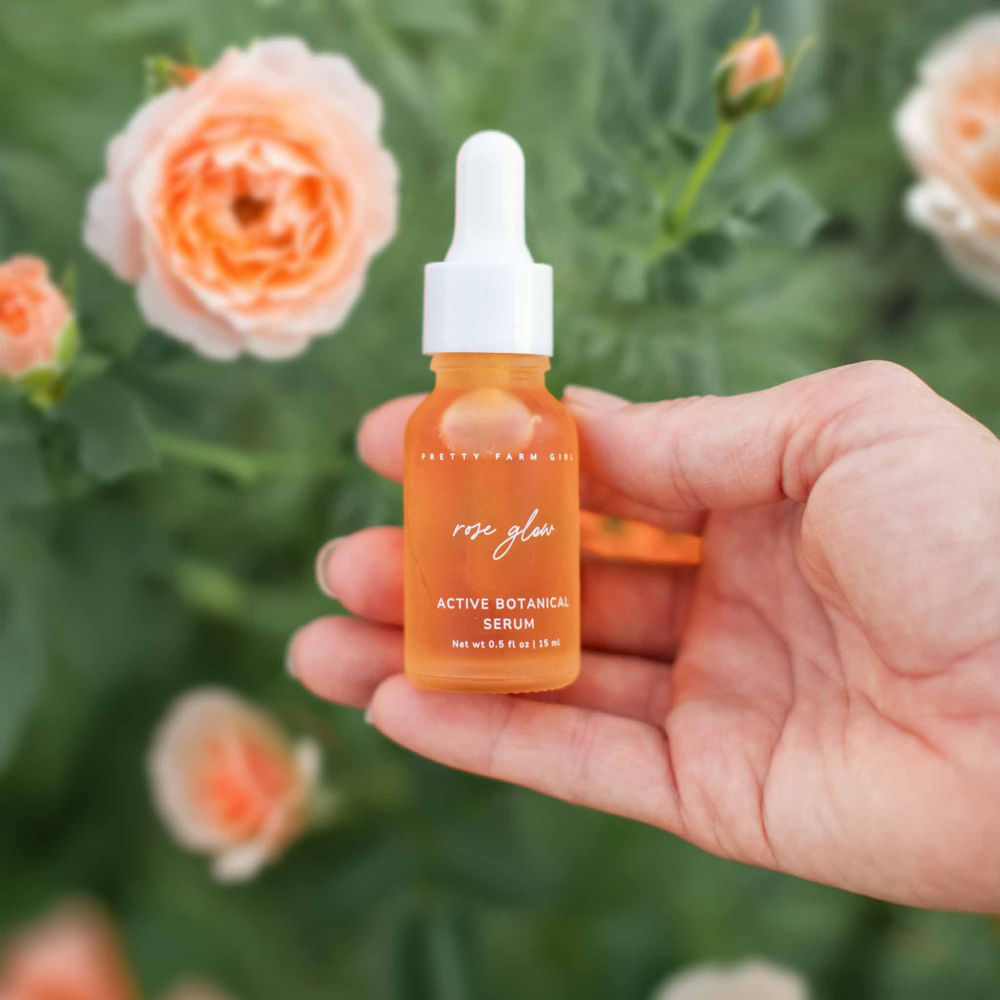 Rose Glow face serum with rosehip and tamanu oil from Pretty Farm Girl for Made Brave