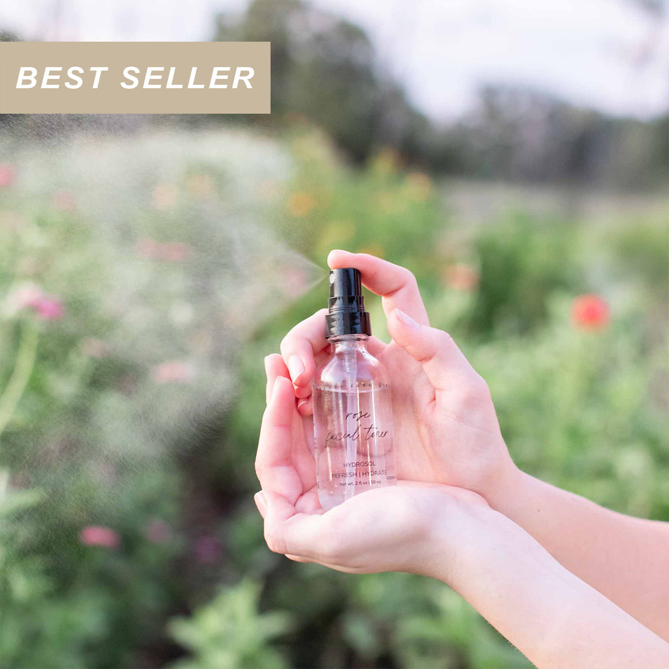 Organic Pure Rose Facial Toner glass spray bottle from Pretty Farm Girl for Made Brave
