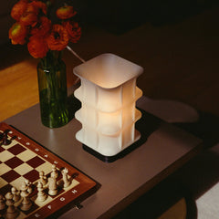 Scaffold Lamp grid patterned curved shade paper lantern inspired Made Brave