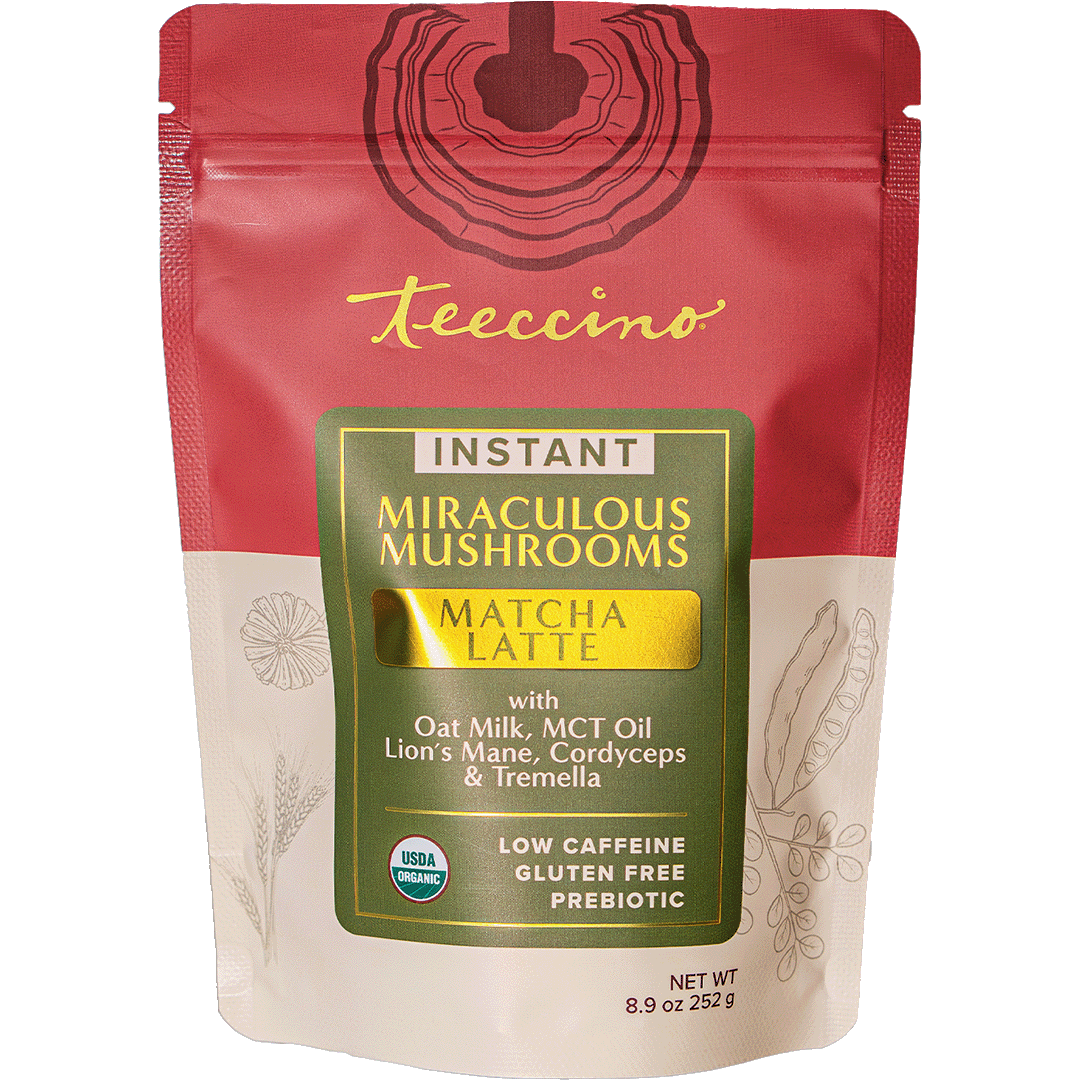 Miraculous Mushrooms Matcha Latte instant mix package from Made Brave