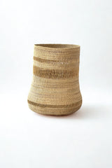 Tall mixed weave natural planter basket handwoven in Ghana for Made Brave