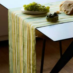 Close up of hand painted stripe pattern on Made Brave Lagos Stripe runner