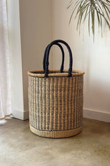 Close up of raffia weave texture on Made Brave laundry hamper