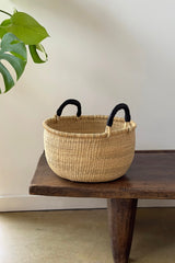 Close up coil weave detail on Made Brave Bolga basket