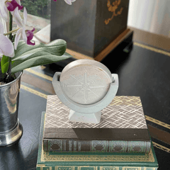 Compass Soapstone Sculpture showing satin waxed finish Made Brave