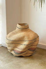 Handwoven Wave Basket Natural w/ Black