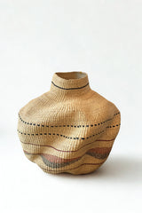 Handwoven Wave Basket Natural w/ Black