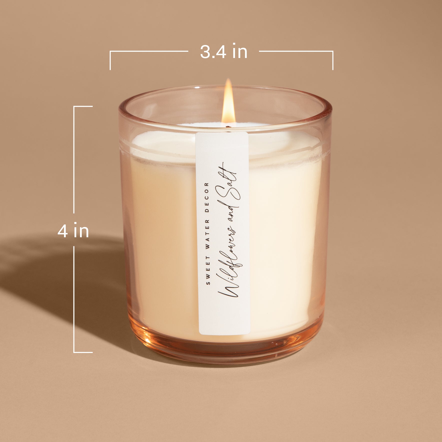 Farmhouse soy candle tinted beige glass jar with wood lid apple pie cinnamon Made Brave