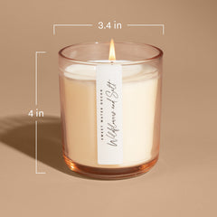 Farmhouse soy candle tinted beige glass jar with wood lid apple pie cinnamon Made Brave